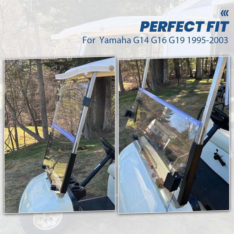 DURAFORCE For Yamaha G14 G16 G19 Clear PC Folding Windshield 1995-03 Golf Cart Part