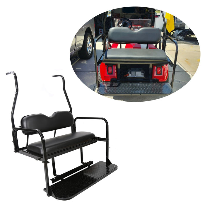 DURAFORCE Fit Club Car DS 2000.5+ Golf Cart Flip Folding Rear Back Seat Kit - Black