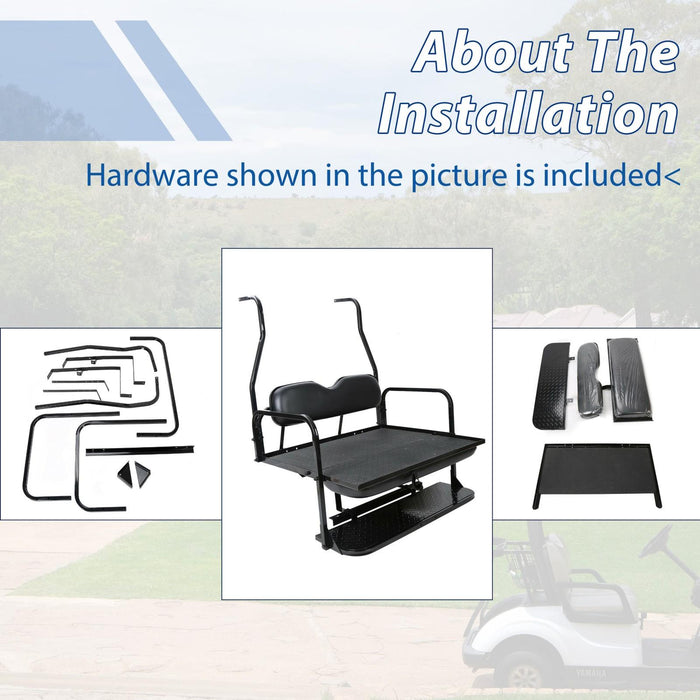 DURAFORCE Fit Club Car DS 2000.5+ Golf Cart Flip Folding Rear Back Seat Kit - Black