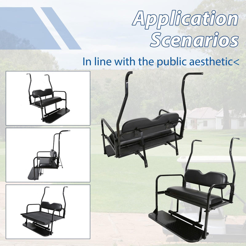 DURAFORCE Fit Club Car DS 2000.5+ Golf Cart Flip Folding Rear Back Seat Kit - Black