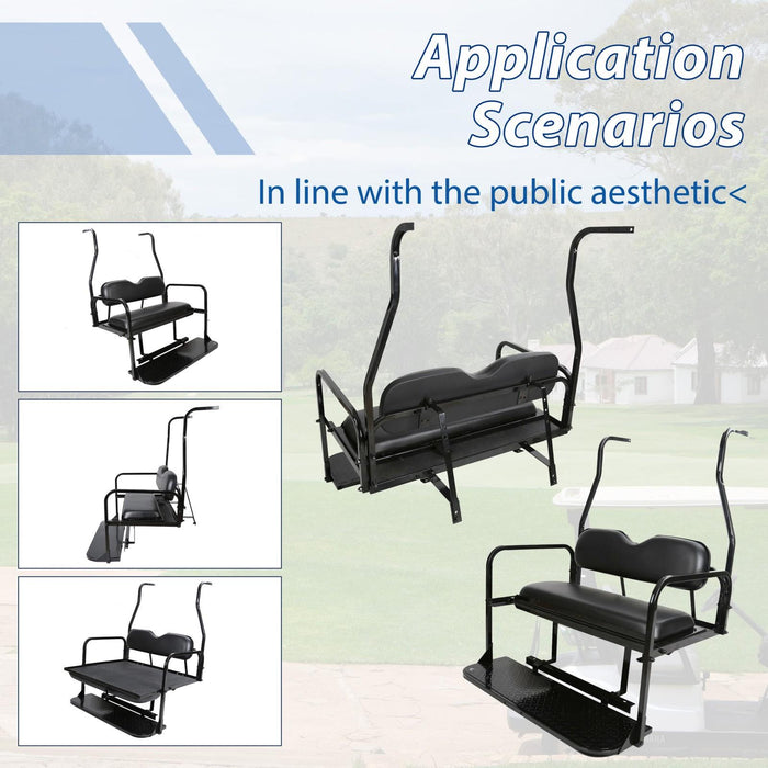 DURAFORCE Fit Club Car DS 2000.5+ Golf Cart Flip Folding Rear Back Seat Kit - Black