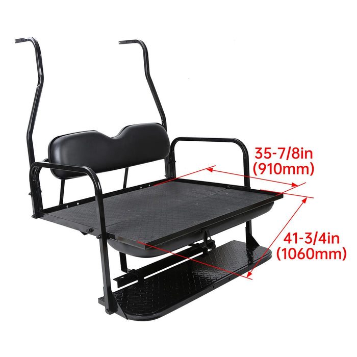 DURAFORCE Fit Club Car DS 2000.5+ Golf Cart Flip Folding Rear Back Seat Kit - Black