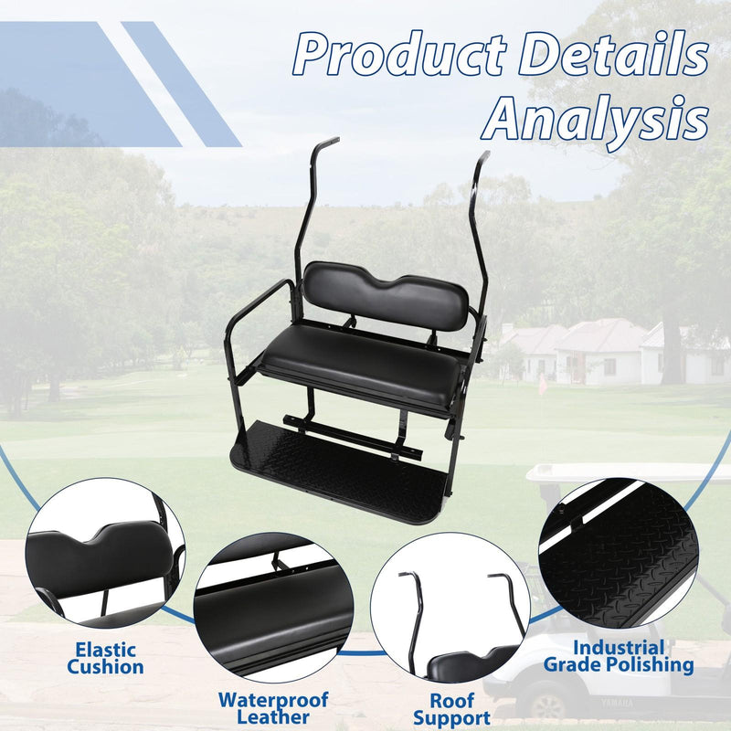 DURAFORCE Fit Club Car DS 2000.5+ Golf Cart Flip Folding Rear Back Seat Kit - Black