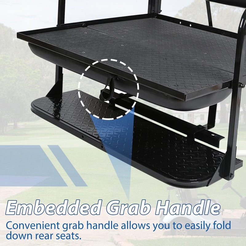 DURAFORCE Fit Club Car DS 2000.5+ Golf Cart Flip Folding Rear Back Seat Kit - Black