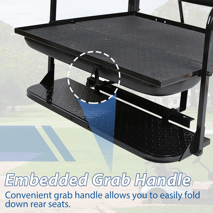 DURAFORCE Fit Club Car DS 2000.5+ Golf Cart Flip Folding Rear Back Seat Kit - Black