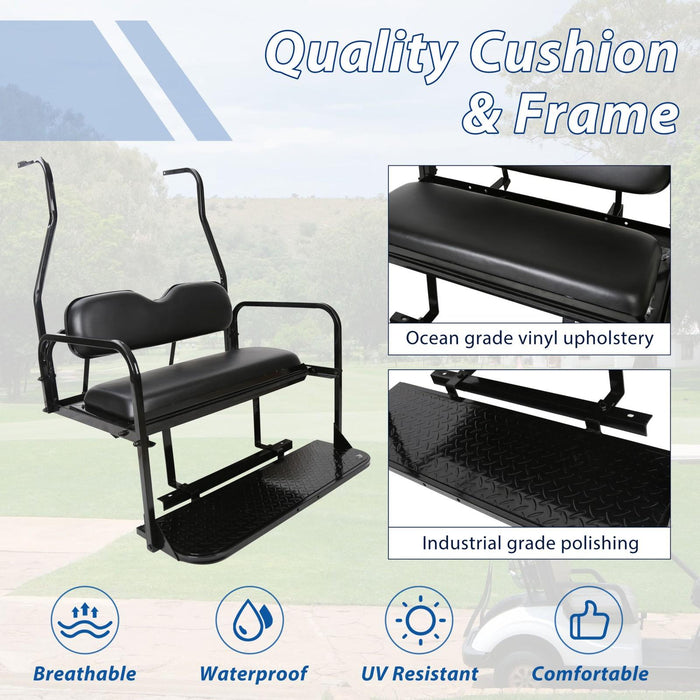 DURAFORCE Fit Club Car DS 2000.5+ Golf Cart Flip Folding Rear Back Seat Kit - Black
