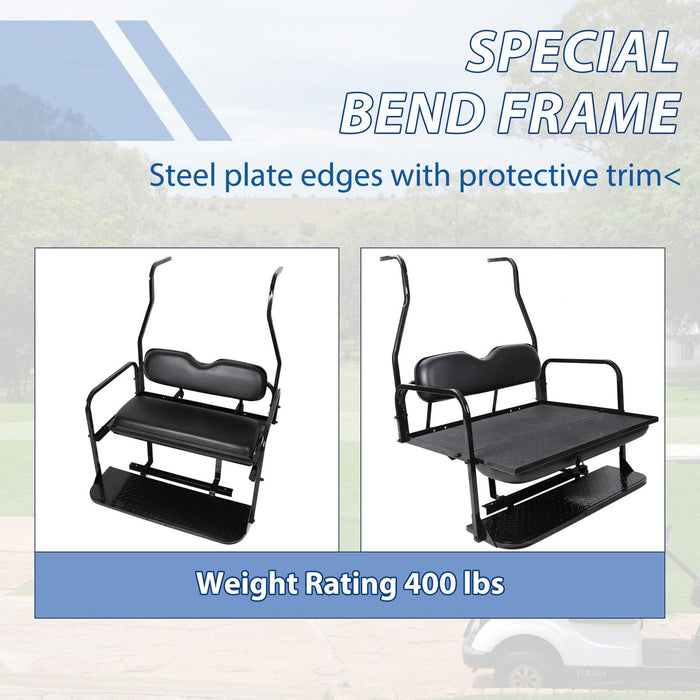 DURAFORCE Fit Club Car DS 2000.5+ Golf Cart Flip Folding Rear Back Seat Kit - Black