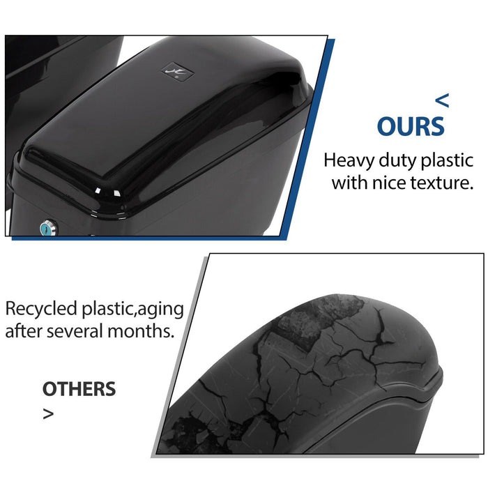 DURAFORCE Black Hard Saddle Bags Trunk Luggage Motorcycle For Harley Softail Yamaha XV SR