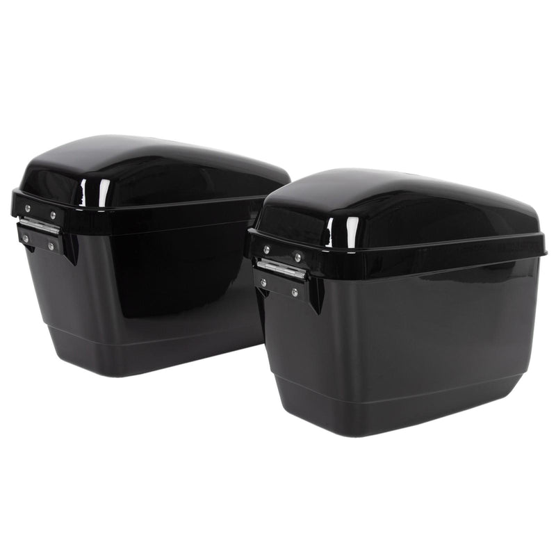 DURAFORCE Black Hard Saddle Bags Trunk Luggage Motorcycle For Harley Softail Yamaha XV SR