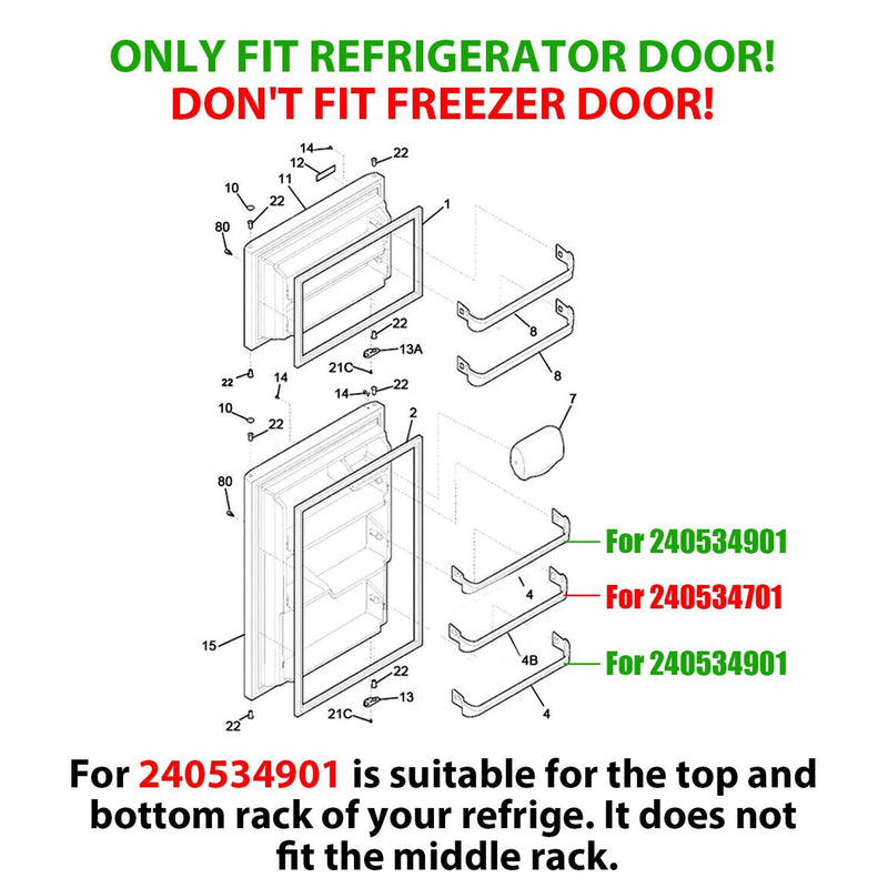 DURAFORCE For 240534901 Ref Door Shelf Rack Bar for Frigidaire AP3214630 PS734935