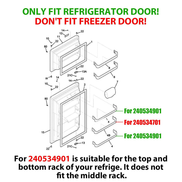 DURAFORCE For 240534901 Ref Door Shelf Rack Bar for Frigidaire AP3214630 PS734935