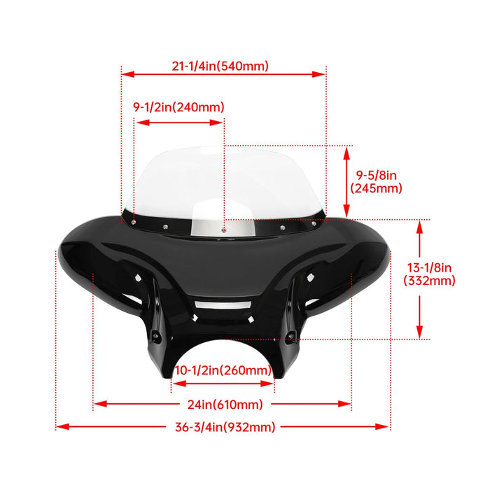 DURAFORCE For Harley Kawasaki Honda Motorcycle Universal Front Fairing Batwing Windshield
