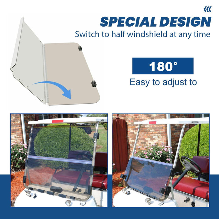 DURAFORCE For 1982-2000.5 Club Car DS Folding Smoke Tinted Golf Cart Windshield Windscreen
