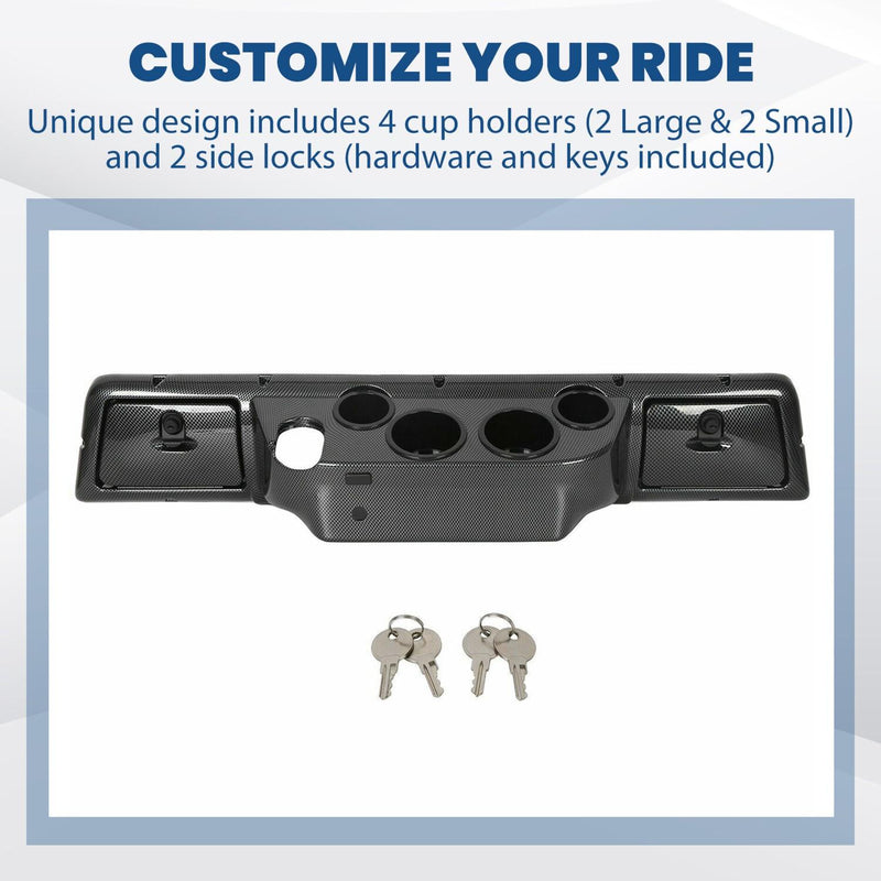 DURAFORCE For 1982-Up Club Car DS Golf Cart Carbon Style Dash DashBoard Cover Cup Holders