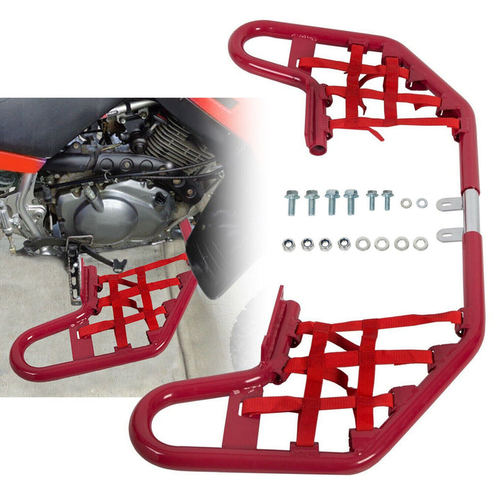DURAFORCE For YAMAHA WARRIOR 350 YFM350X 1987-2004 Red Nerf Bars w/ Nets Aluminum