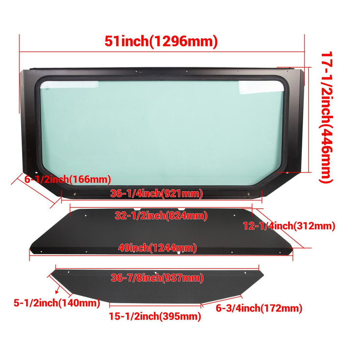 DURAFORCE Full Glass Windshield Black W/O wiper For 2017-up Can Am Maverick X3