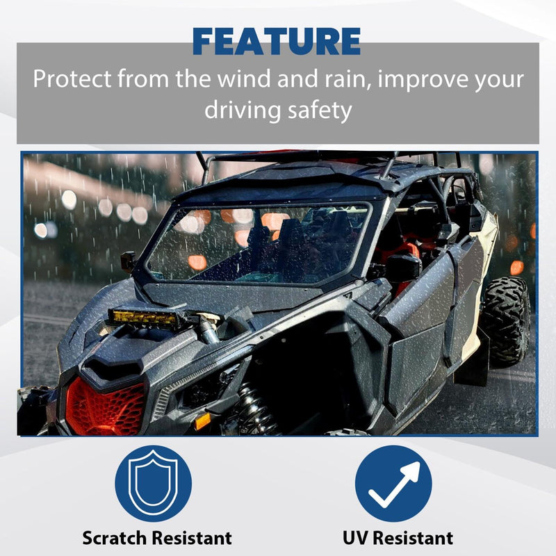 DURAFORCE Full Glass Windshield Black W/O wiper For 2017-up Can Am Maverick X3