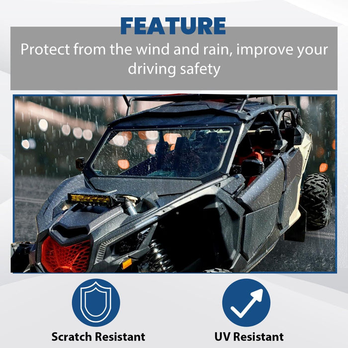 DURAFORCE Full Glass Windshield Black W/O wiper For 2017-up Can Am Maverick X3