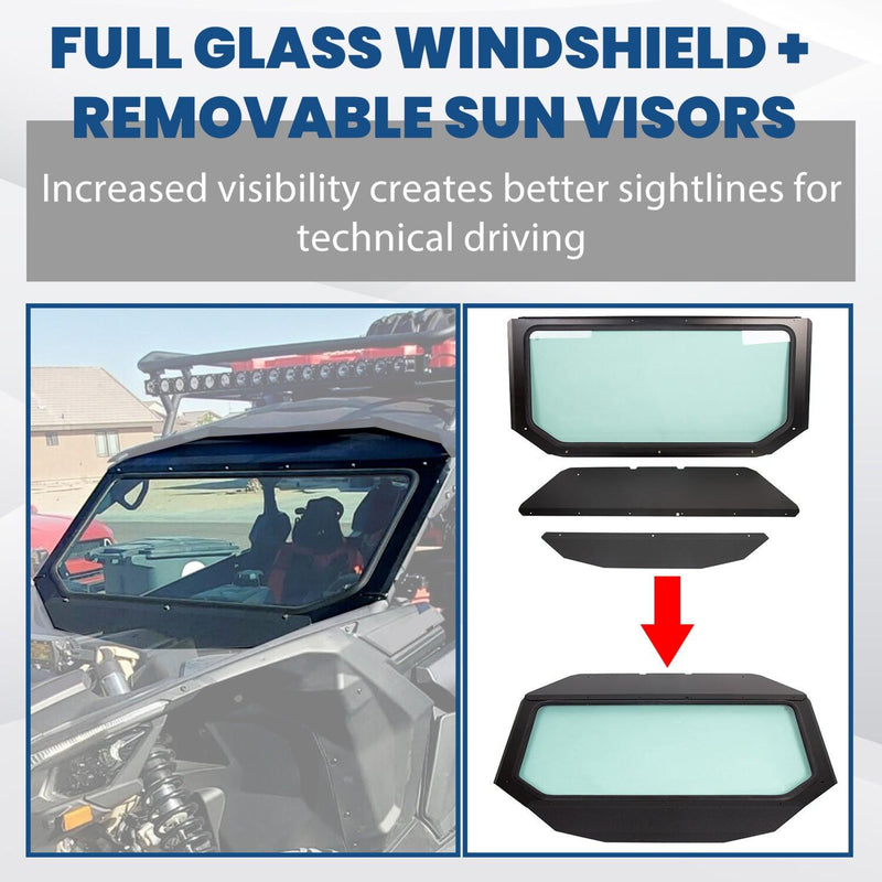 DURAFORCE Full Glass Windshield Black W/O wiper For 2017-up Can Am Maverick X3