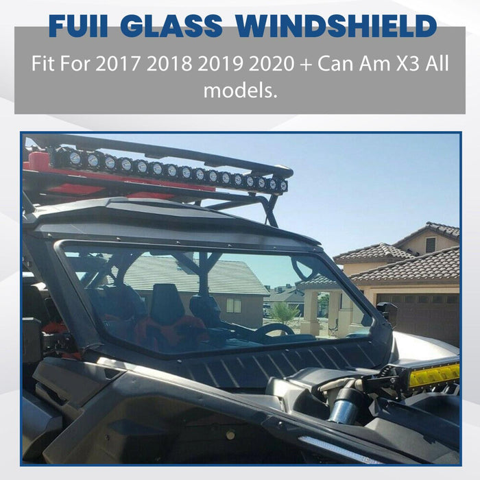 DURAFORCE Full Glass Windshield Black W/O wiper For 2017-up Can Am Maverick X3