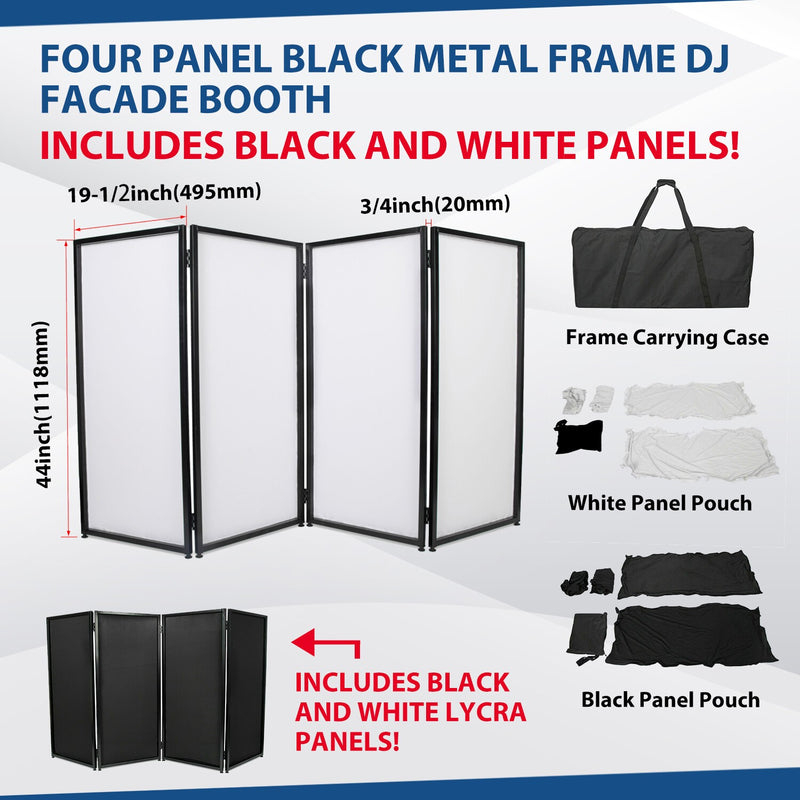 DURAFORCE Portable DJ Event Facade White Black Scrim Metal Frame Booth + Travel Bag Case