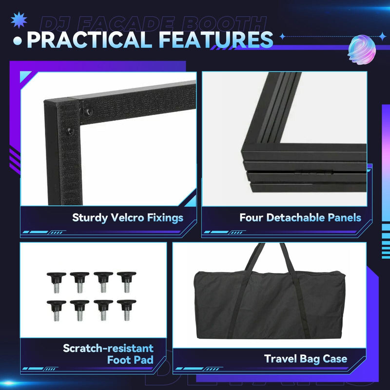 DURAFORCE Portable DJ Event Facade White Black Scrim Metal Frame Booth + Travel Bag Case
