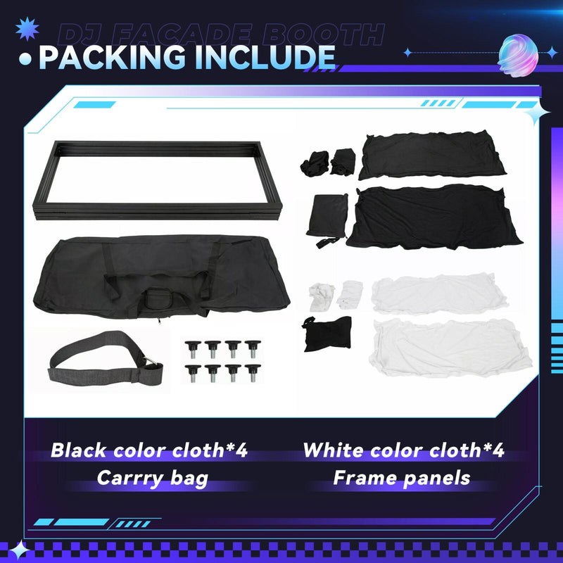 DURAFORCE Portable DJ Event Facade White Black Scrim Metal Frame Booth + Travel Bag Case