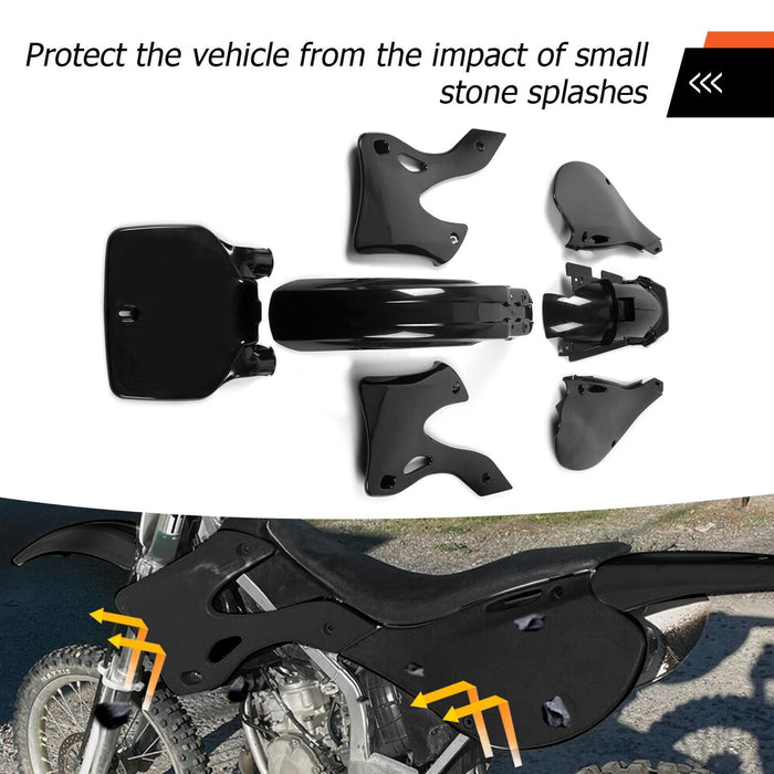 DURAFORCE Black Restyle Plastic Kit Fairing Bodywork For KAWASAKI KX125 KX250 1999-2002