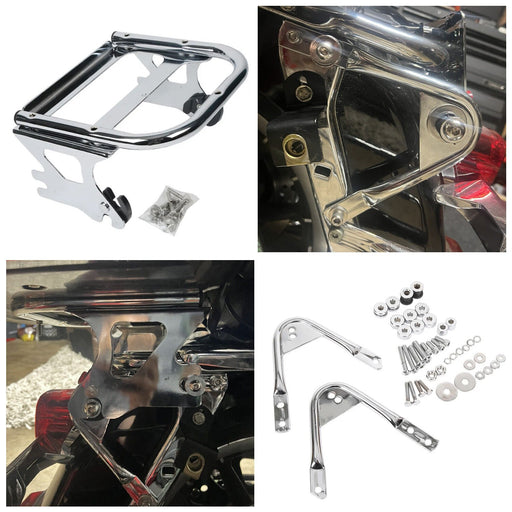 DURAFORCE Quick Detach 2 up Luggage Trunk Rack + Docking Kits For Harley 97-08 Touring