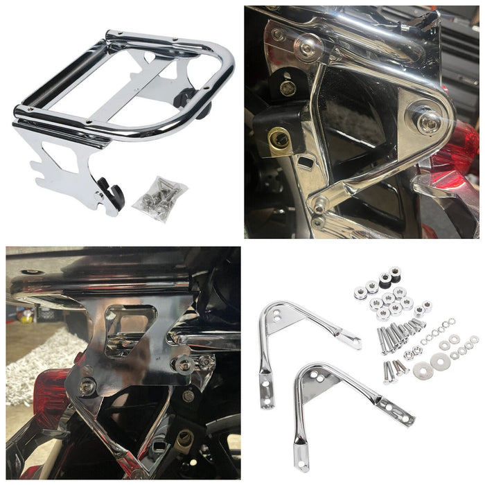 DURAFORCE Quick Detach 2 up Luggage Trunk Rack + Docking Kits For Harley 97-08 Touring