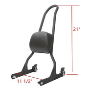 DURAFORCE Detachable Tall Sissy Bar Upright Backrest Pad For Harley Softail 06-17 Fat Boy