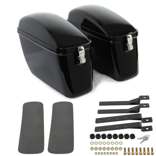 DURAFORCE Vivid Black Large Hard Saddle Bag Trunk For Harley Dyna Honda Yamaha Accessories