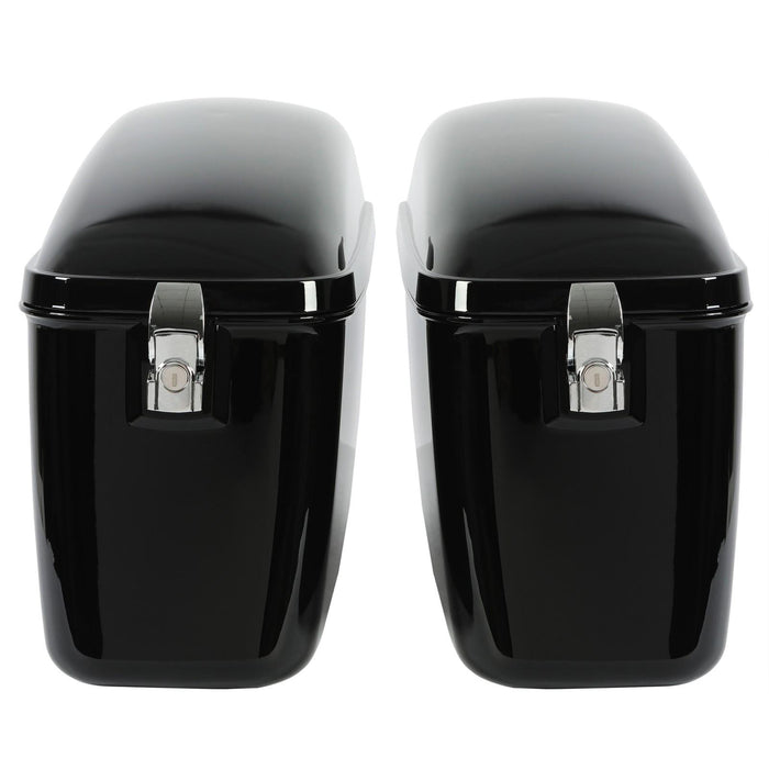 DURAFORCE Vivid Black Large Hard Saddle Bag Trunk For Harley Dyna Honda Yamaha Accessories