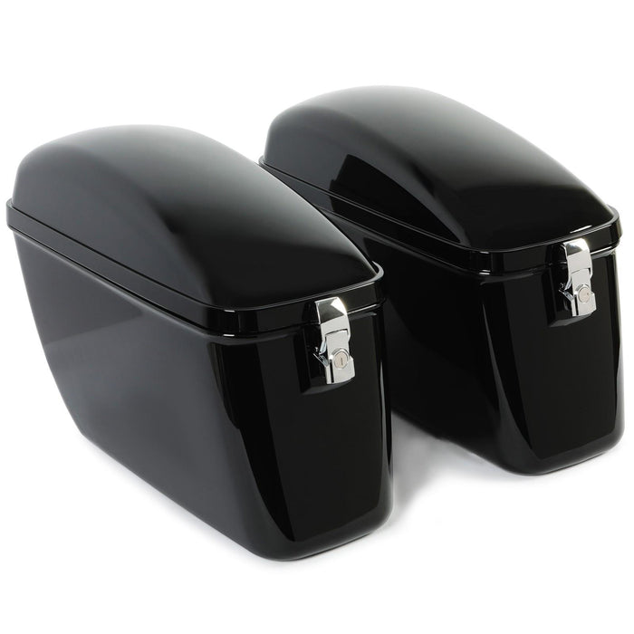 DURAFORCE Vivid Black Large Hard Saddle Bag Trunk For Harley Dyna Honda Yamaha Accessories