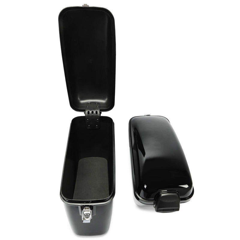 DURAFORCE Vivid Black Large Hard Saddle Bag Trunk For Harley Dyna Honda Yamaha Accessories