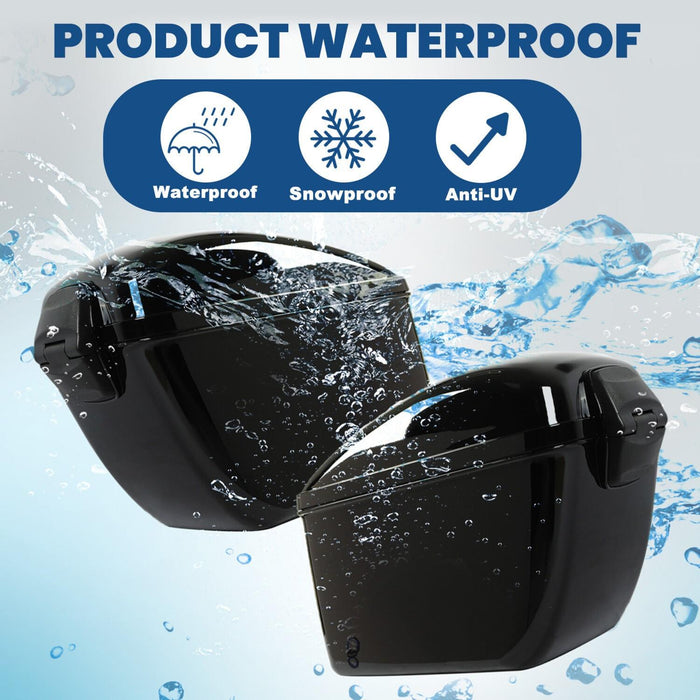 DURAFORCE Vivid Black Large Hard Saddle Bag Trunk For Harley Dyna Honda Yamaha Accessories