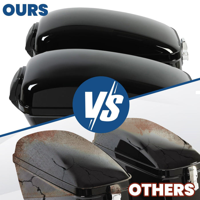 DURAFORCE Vivid Black Large Hard Saddle Bag Trunk For Harley Dyna Honda Yamaha Accessories