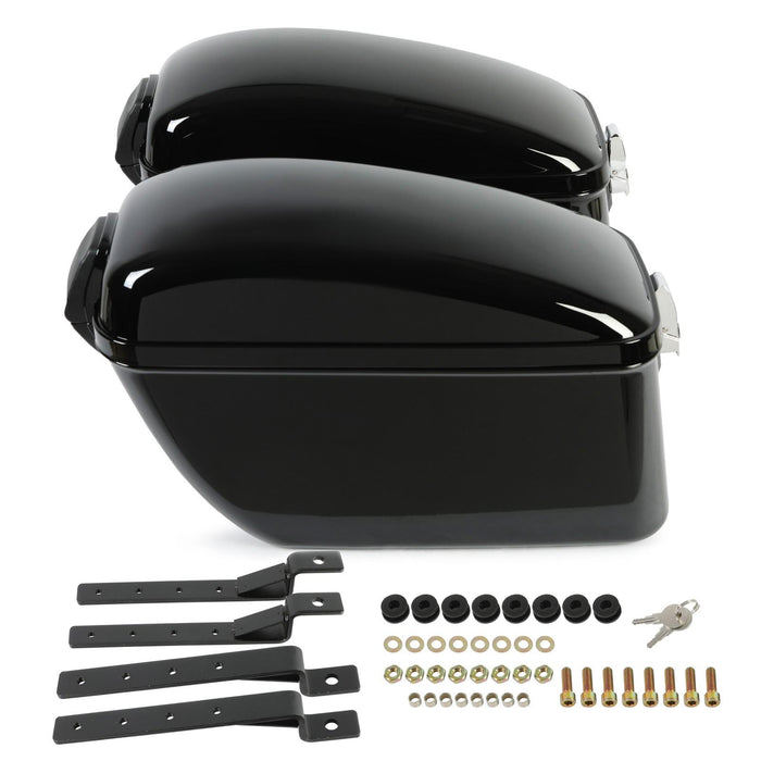 DURAFORCE Vivid Black Large Hard Saddle Bag Trunk For Harley Dyna Honda Yamaha Accessories