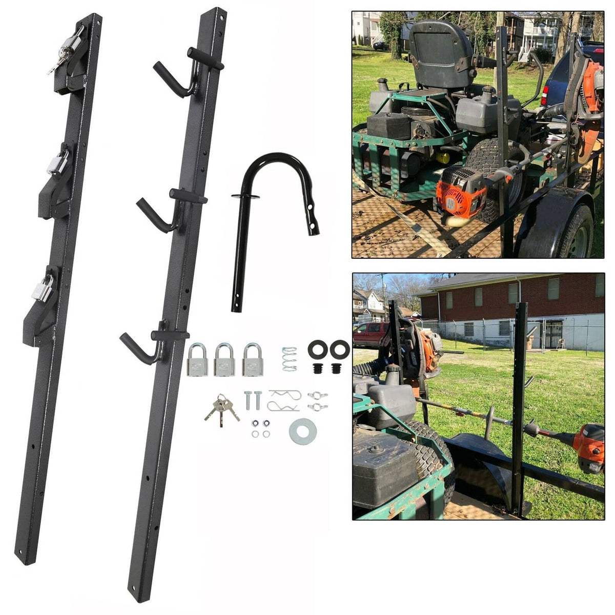 3-Place Weeder Trimmer Rack Holder for Enclosed Landscape Trailer Lock ...