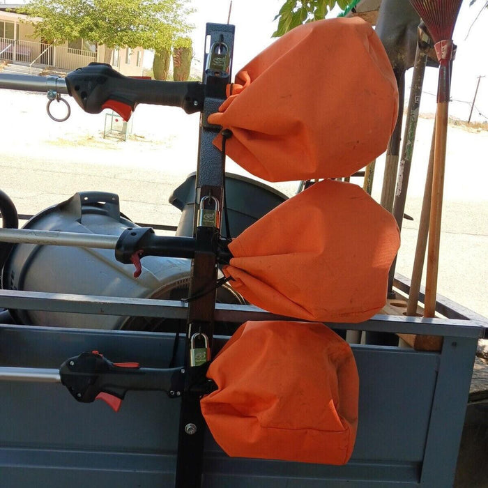 DURAFORCE 3-Place Weeder Trimmer Rack Holder for Enclosed Landscape Trailer Lockable