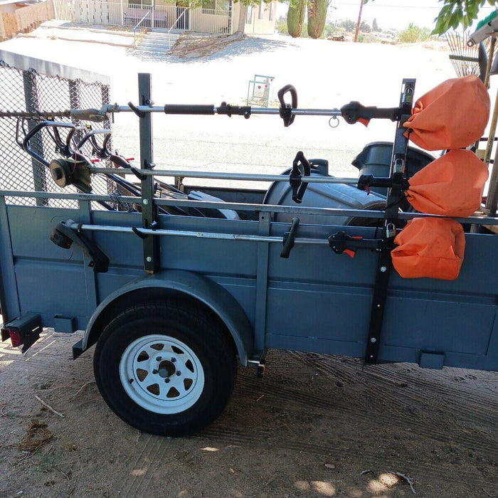 DURAFORCE 3-Place Weeder Trimmer Rack Holder for Enclosed Landscape Trailer Lockable