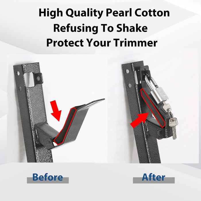 DURAFORCE 3-Place Weeder Trimmer Rack Holder for Enclosed Landscape Trailer Lockable