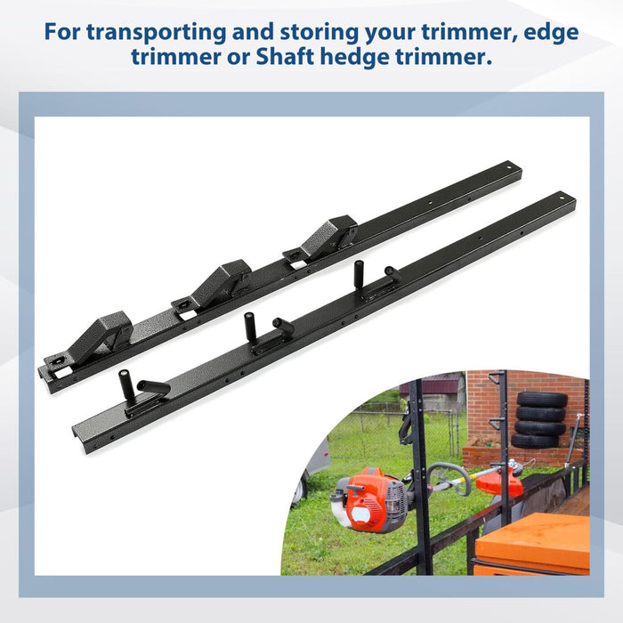 DURAFORCE 3-Place Weeder Trimmer Rack Holder for Enclosed Landscape Trailer Lockable