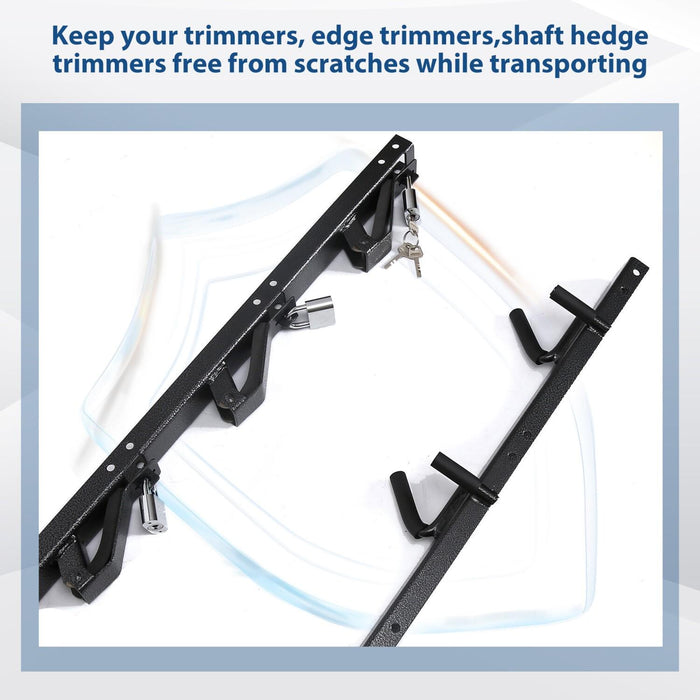 DURAFORCE 3-Place Weeder Trimmer Rack Holder for Enclosed Landscape Trailer Lockable