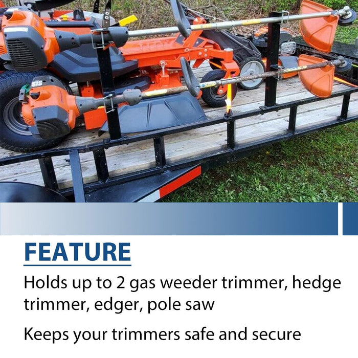 DURAFORCE 2 Place Weed Trimmer Rack Trim line Holder For Landscape Trailer Racks 4 Handles