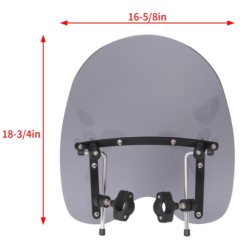 DURAFORCE 19"x17" Smoke Windshield Windscreen For Honda Harley Sportster Dyna Softail