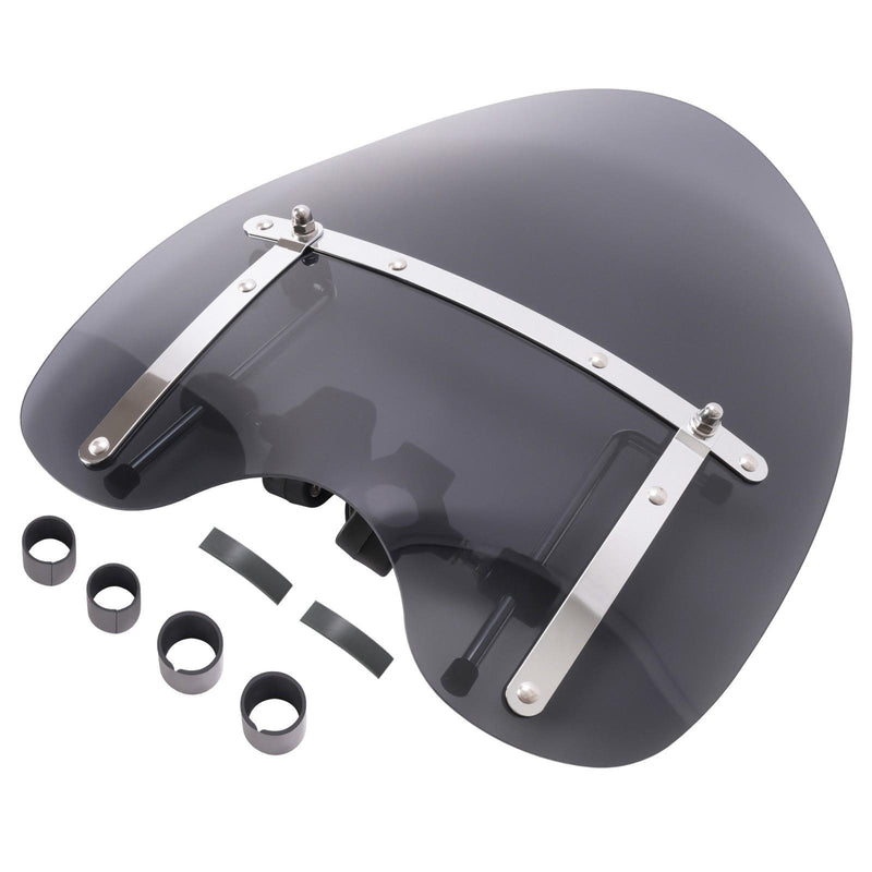 DURAFORCE 19"x17" Smoke Windshield Windscreen For Honda Harley Sportster Dyna Softail