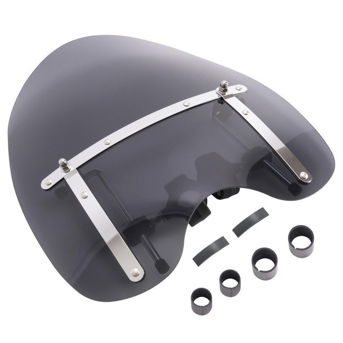 DURAFORCE 19"x17" Smoke Windshield Windscreen For Honda Harley Sportster Dyna Softail