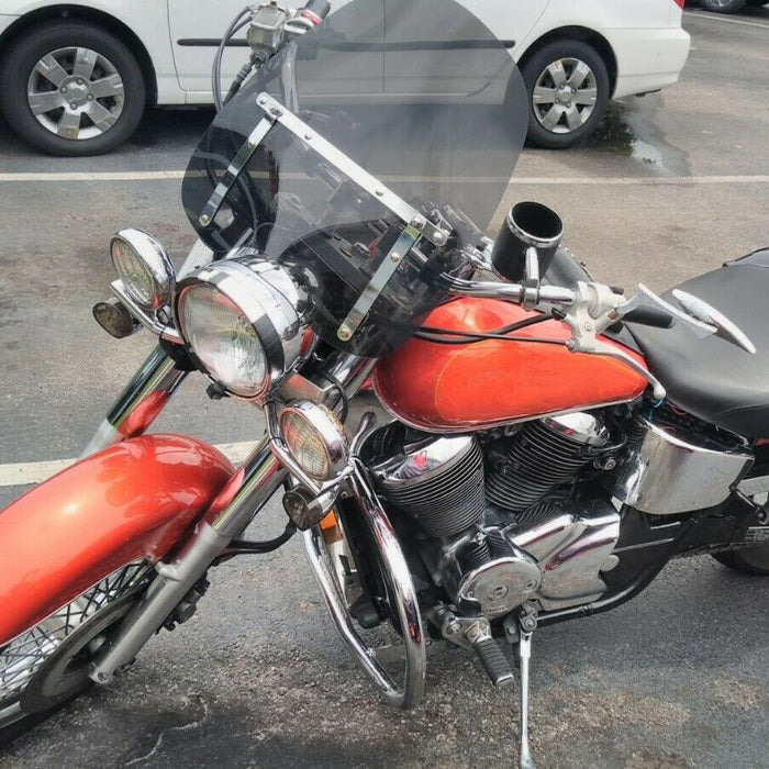 DURAFORCE 19"x17" Smoke Windshield Windscreen For Honda Harley Sportster Dyna Softail