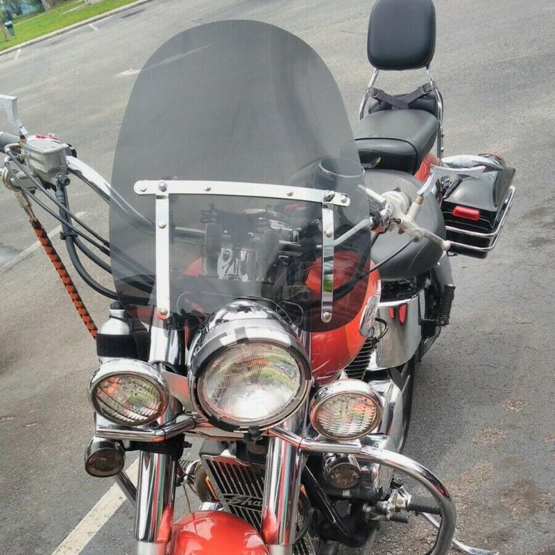 DURAFORCE 19"x17" Smoke Windshield Windscreen For Honda Harley Sportster Dyna Softail